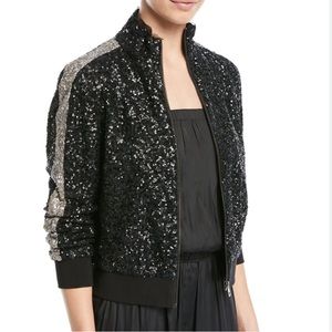 Zadig & Voltaire sequined bomber jacket black gold/silver. M/L